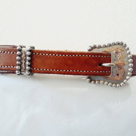 Rare Vintage VOGT Sterling & Ruby Horse Hair Western Belt display picture 1